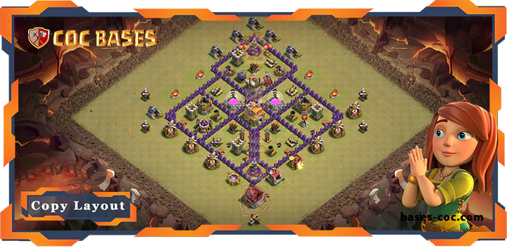 Top Base TH7 with Link, WarCWL, Anti 2 Star, Anti Everything Layout - Clash of Clans (242)