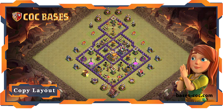 Top Base TH7 with Link, WarCWL, Anti 2 Star, Anti Everything Layout - Clash of Clans (249)