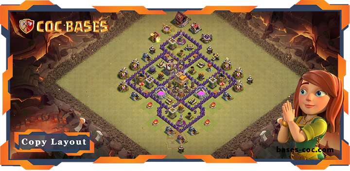 Top Base TH7 with Link, WarCWL, Anti 2 Star, Anti Everything Layout - Clash of Clans (252)