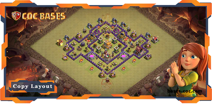 Top Base TH7 with Link, WarCWL, Anti 3 Star, Anti Everything Layout - Clash of Clans (243)