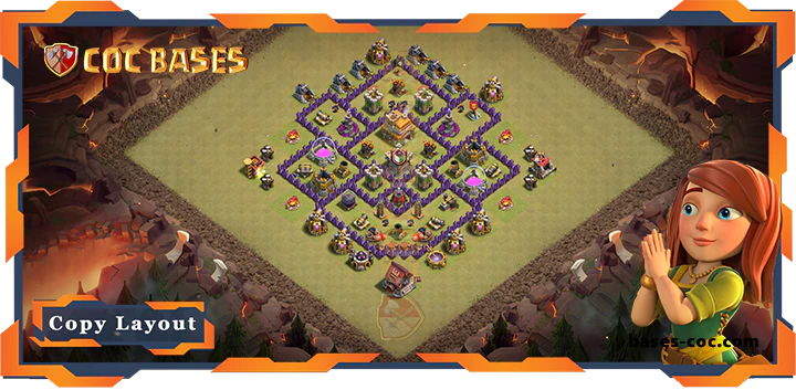 Top Base TH7 with Link, WarCWL, Anti 3 Star, Anti Everything Layout - Clash of Clans (246)