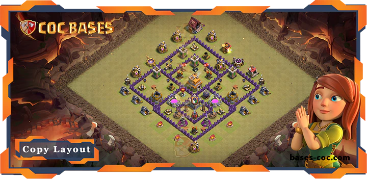 Top Base TH7 with Link, WarCWL, Anti Air Dragon, Anti 2 Star Layout - Clash of Clans (228)