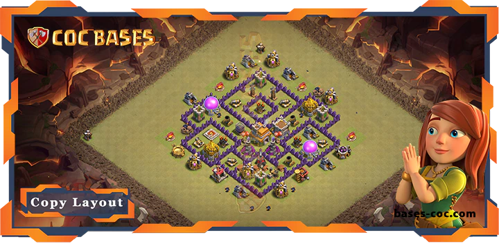 Top Base TH7 with Link, WarCWL, Anti Air Dragon, Anti 3 Star Layout - Clash of Clans (163)