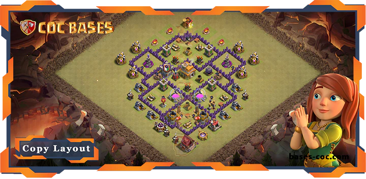 Top Base TH7 with Link, WarCWL, Anti AirDragon, Anti 2 Star Layout - Clash of Clans (236)