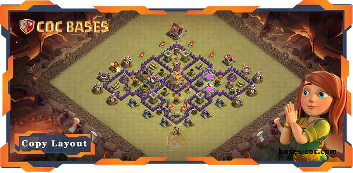 Top Base TH7 with Link, War/CWL, Anti Air/Dragon, Hybrid, Defense Layout - Clash of Clans (253) 12 Top Base TH7 with Link, WarCWL, Anti AirDragon, Hybrid, Defense Layout - Clash of Clans (253)
