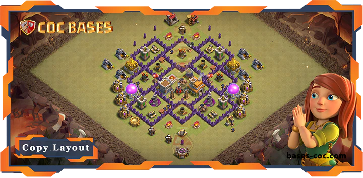 Top Base TH7 with Link, WarCWL, Anti Everything, Anti 2 Star Layout - Clash of Clans (158)