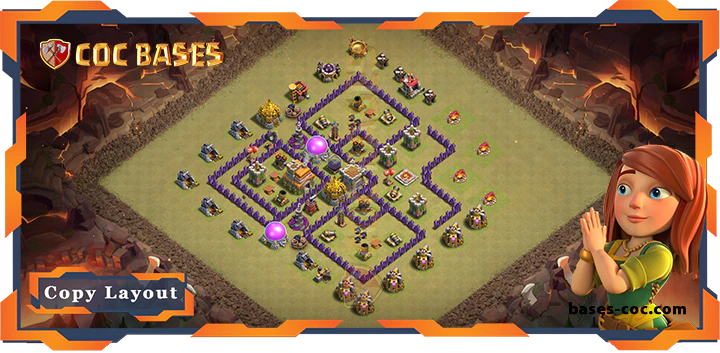 Top Base TH7 with Link, WarCWL, Anti Everything, Anti 3 Star Layout - Clash of Clans (184)