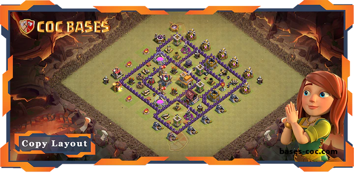 Top Base TH7 with Link, WarCWL, Anti Everything Layout - Clash of Clans (245)