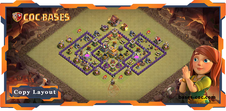 Top Base TH7 with Link, WarCWL, Hybrid Layout - Clash of Clans (229)