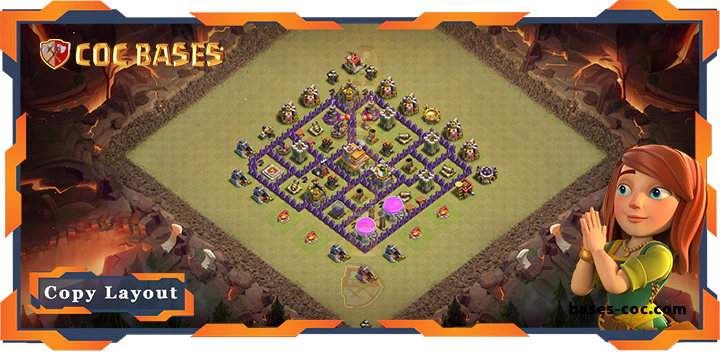 Top Defense Base TH7 with Link, Hybrid Layout - Clash of Clans (213)