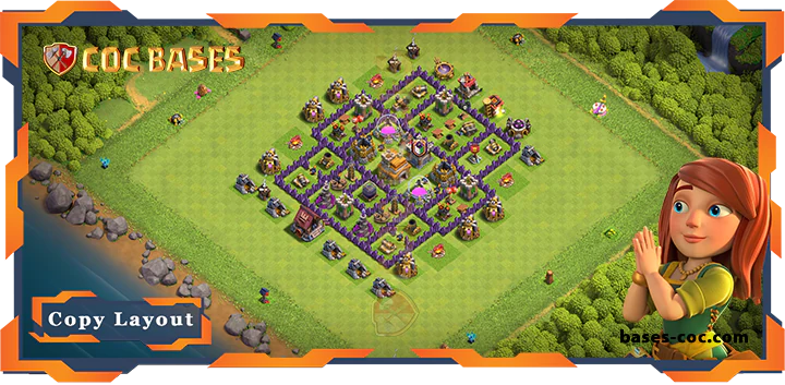 Top Farming Base TH7 with Link, Anti 2 Star, Anti Everything Layout - Clash of Clans (225)