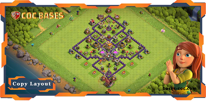 Top Farming Base TH7 with Link, Anti 2 Star, Hybrid Layout - Clash of Clans (231)
