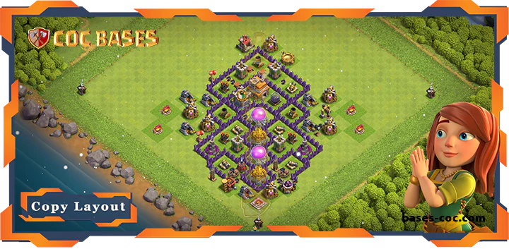 Top Farming Base TH7 with Link, Anti 3 Star, Anti Everything Layout - Clash of Clans (178)