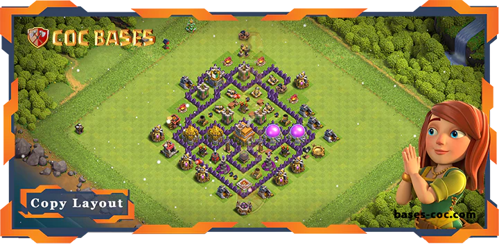 Top Farming Base TH7 with Link, Anti 3 Star, Hybrid Layout - Clash of Clans (170)