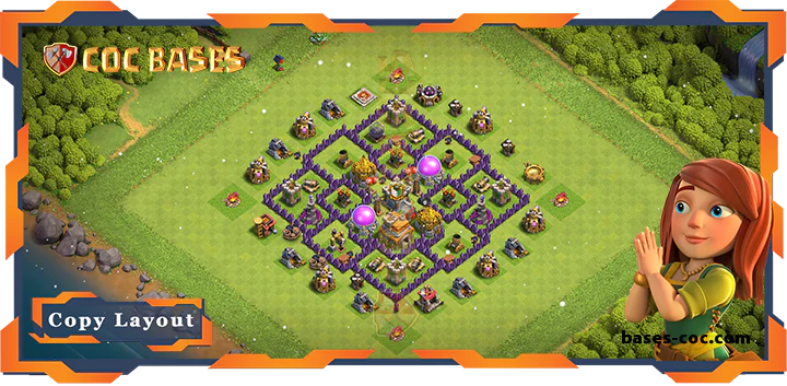 Top Farming Base TH7 with Link, Anti 3 Star Layout - Clash of Clans (195)