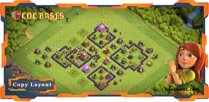 Top Farming Base TH7 with Link, Anti Everything Layout - Clash of Clans (193)