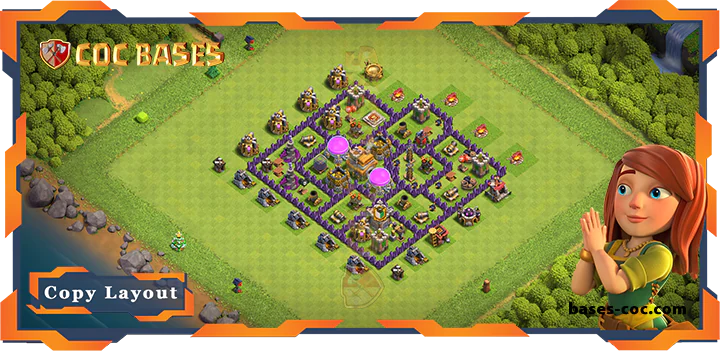 Top Farming Base TH7 with Link, Anti Everything Layout - Clash of Clans (208)