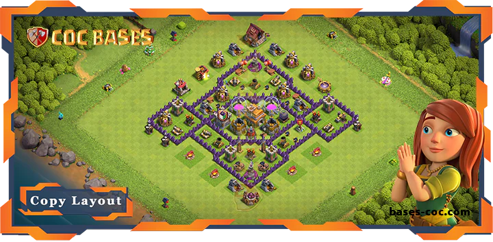 Top Farming Base TH7 with Link, Anti Everything Layout - Clash of Clans (238)