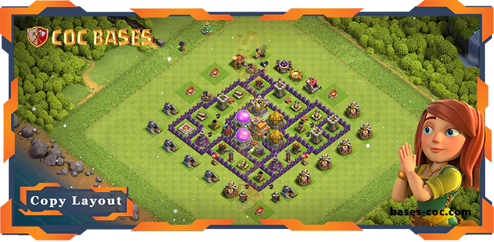 Top Farming Base TH7 with Link, Hybrid, Anti 3 Star Layout - Clash of Clans (167)