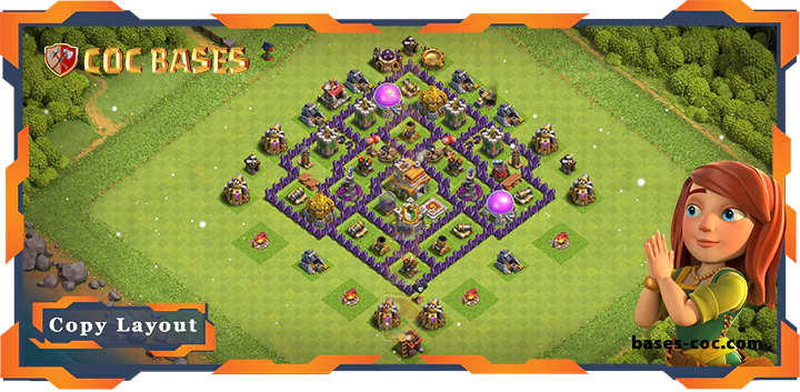 Top Farming Base TH7 with Link, Hybrid Layout - Clash of Clans (154)