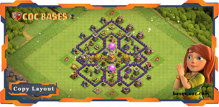 Top Farming Base TH7 with Link, Hybrid Layout - Clash of Clans (159)