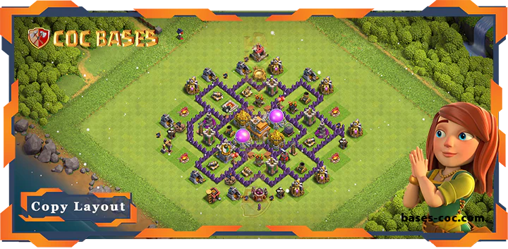 Top Farming Base TH7 with Link, Hybrid Layout - Clash of Clans (161)