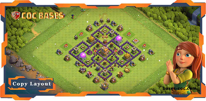 Top Hybrid Base TH7 with Link, Anti 3 Star Layout - Clash of Clans (171)
