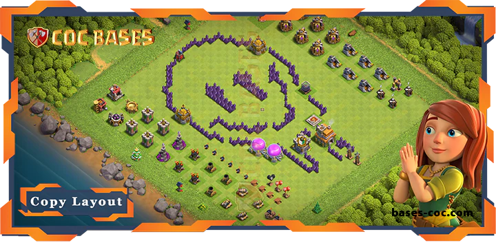 Top Troll Base TH7 with Link, Funny Layout - Clash of Clans (203)