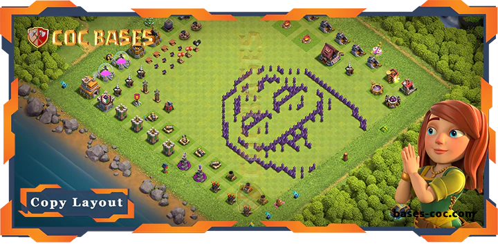 Top Troll Base TH7 with Link, Funny Layout - Clash of Clans (219)