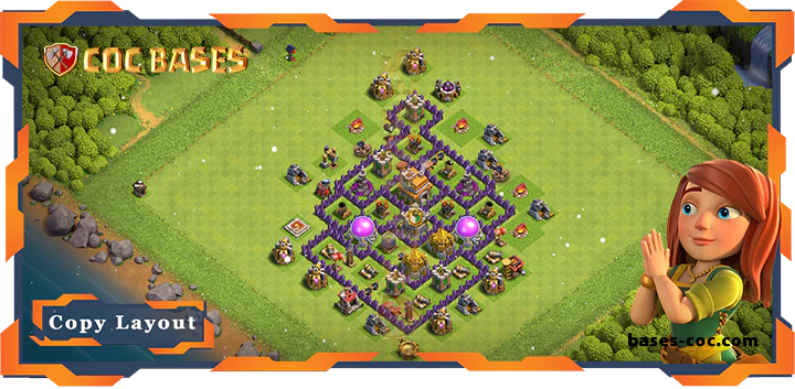 Top Trophy Base TH7 with Link, Anti 3 Star, Anti Air Dragon, Defense Layout - Clash of Clans (176)
