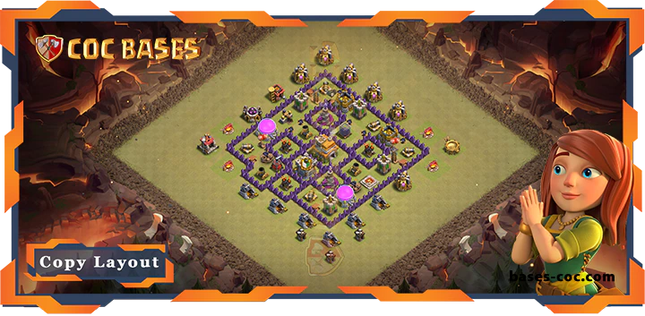 Top War Base TH7 with Link, Anti 2 Star, Anti AirDragon Layout - Clash of Clans (209)