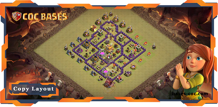 Top War Base TH7 with Link, Anti 2 Star, Anti Everything Layout - Clash of Clans (266)