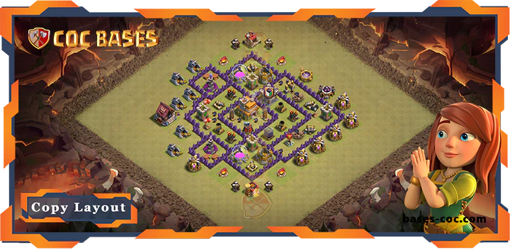 Top War Base TH7 with Link, Anti 2 Star, Hybrid Layout - Clash of Clans (297)