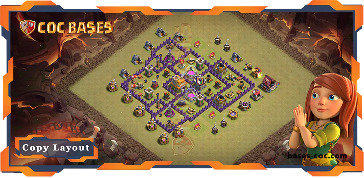 Top War Base TH7 with Link, Anti 2 Star, Hyrbid Layout - Clash of Clans (279)