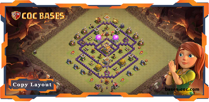Top War Base TH7 with Link, Anti 2 Star Layout - Clash of Clans (196)