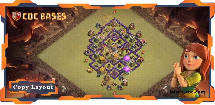 Top War Base TH7 with Link, Anti 3 Star, Hybrid Layout - Clash of Clans (177)