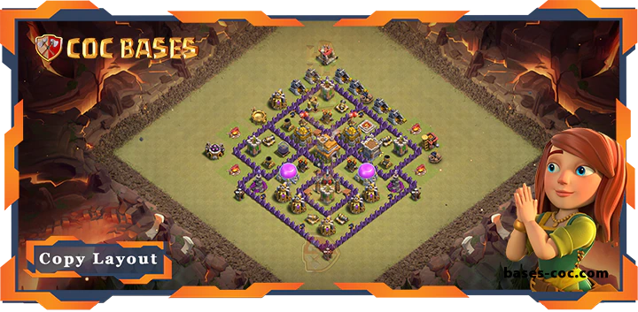 Top War Base TH7 with Link, Hybrid, Anti 3 Star Layout - Clash of Clans (199)