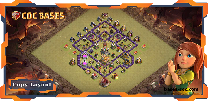 Top War Base TH7 with Link, Hybrid, Anti Everything, Defense Layout - Clash of Clans (300)