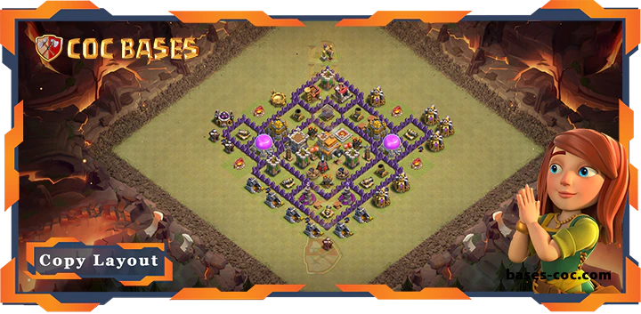 Top War Base TH7 with Link, Hybrid, Defense, Anti AirDragon Layout - Clash of Clans (198)
