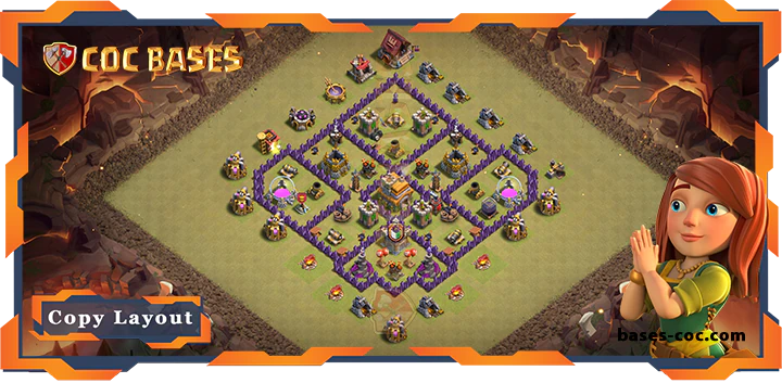 Top War Base TH7 with Link, Hybrid Layout - Clash of Clans (216)