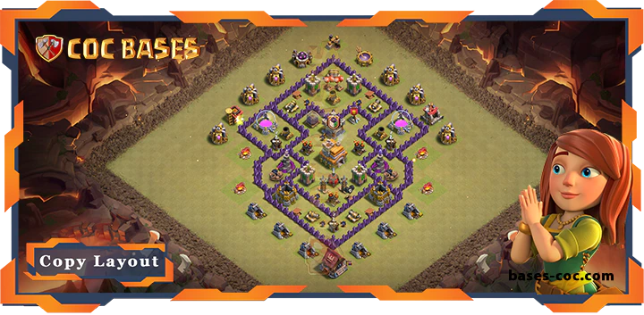 Top War Base TH7 with Link, Hybrid Layout - Clash of Clans (273)