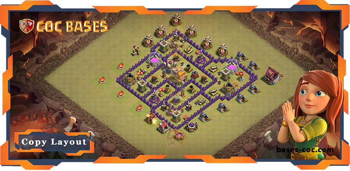 Top War Base TH7 with Link, Hybrid Layout - Clash of Clans (292)
