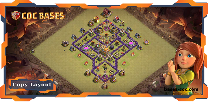Top War Base TH7 with Link,Hybrid Layout - Clash of Clans (260) 9 Top War Base TH7 with Link,Hybrid Layout - Clash of Clans (260)