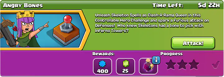 Angry Bones Challenge August 2025 start - Clash of Clans