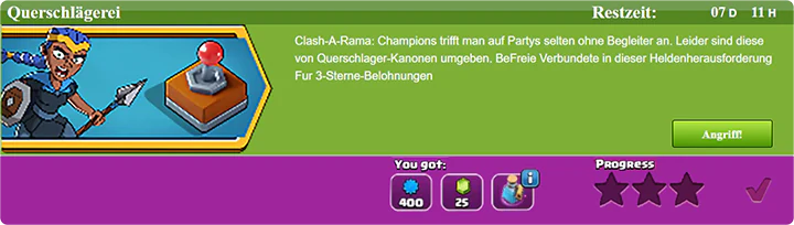 Querschlägerei uitdaging Augustus 2025 Starts- Clash of Clans