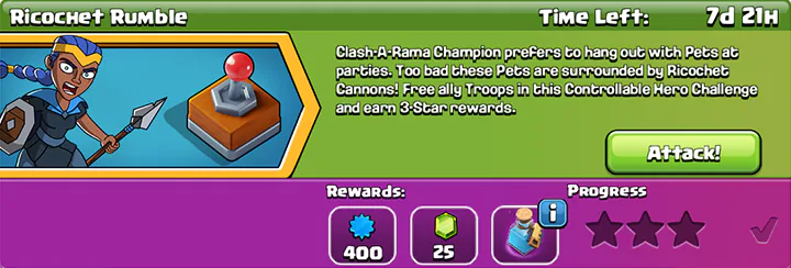 Ricochet Rumble Challenge August 2025 Starts - Clash of Clans