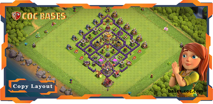 Top Base TH7 with Link, Anti 3 Star, Hybrid Layout - Clash of Clans (315)