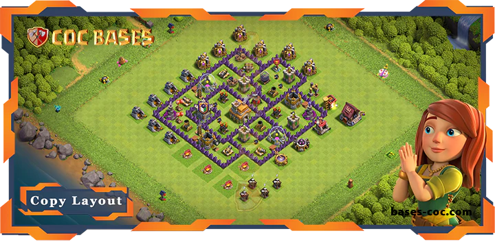 Top Base TH7 with Link, Hybrid, Anti 2 Star Layout - Clash of Clans (342)