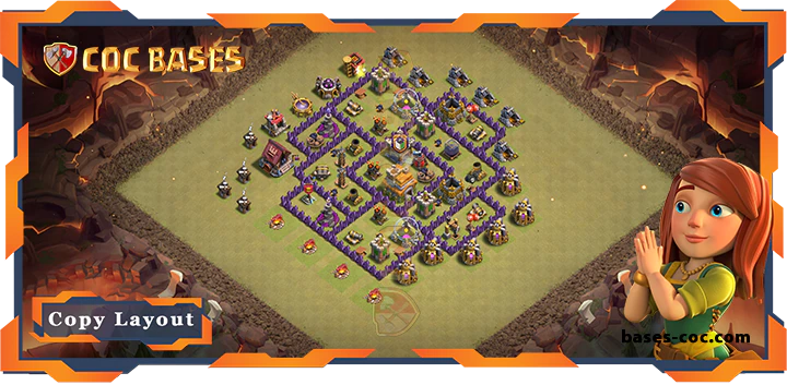 Top Base TH7 with Link, WarCWL, Anti 2 Star, Anti Everything Layout - Clash of Clans (343)