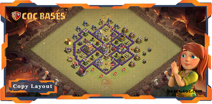 Top Base TH7 with Link, WarCWL, Hybrid, Anti 2 Star Layout - Clash of Clans (346)